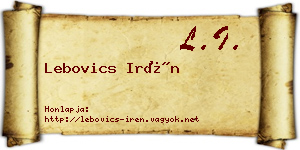Lebovics Irén névjegykártya