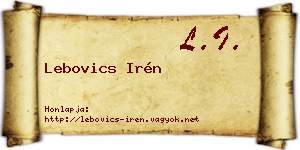 Lebovics Irén névjegykártya